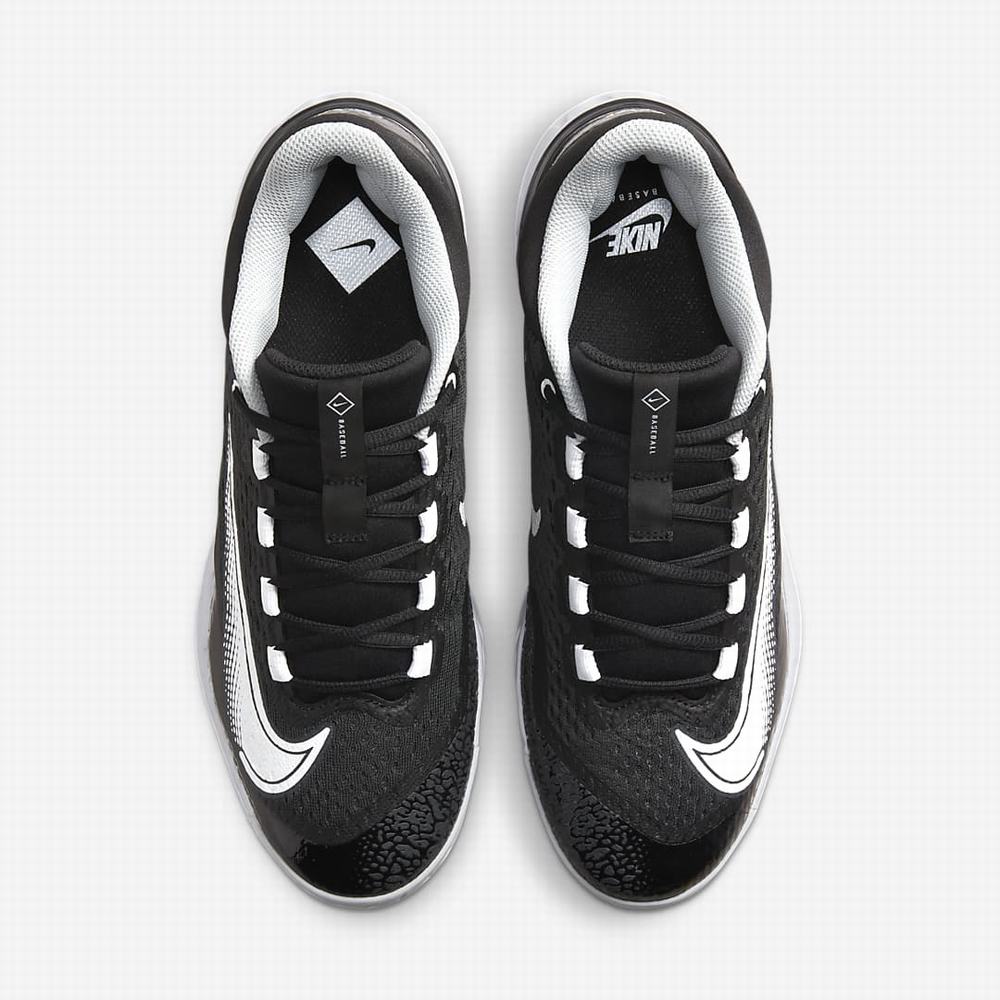 Nike Alpha Huarache Elite 4 Low Férfi Baseball Cipő Fekete Sötétszürke Világos Szürke Fehér | NI7206-M68