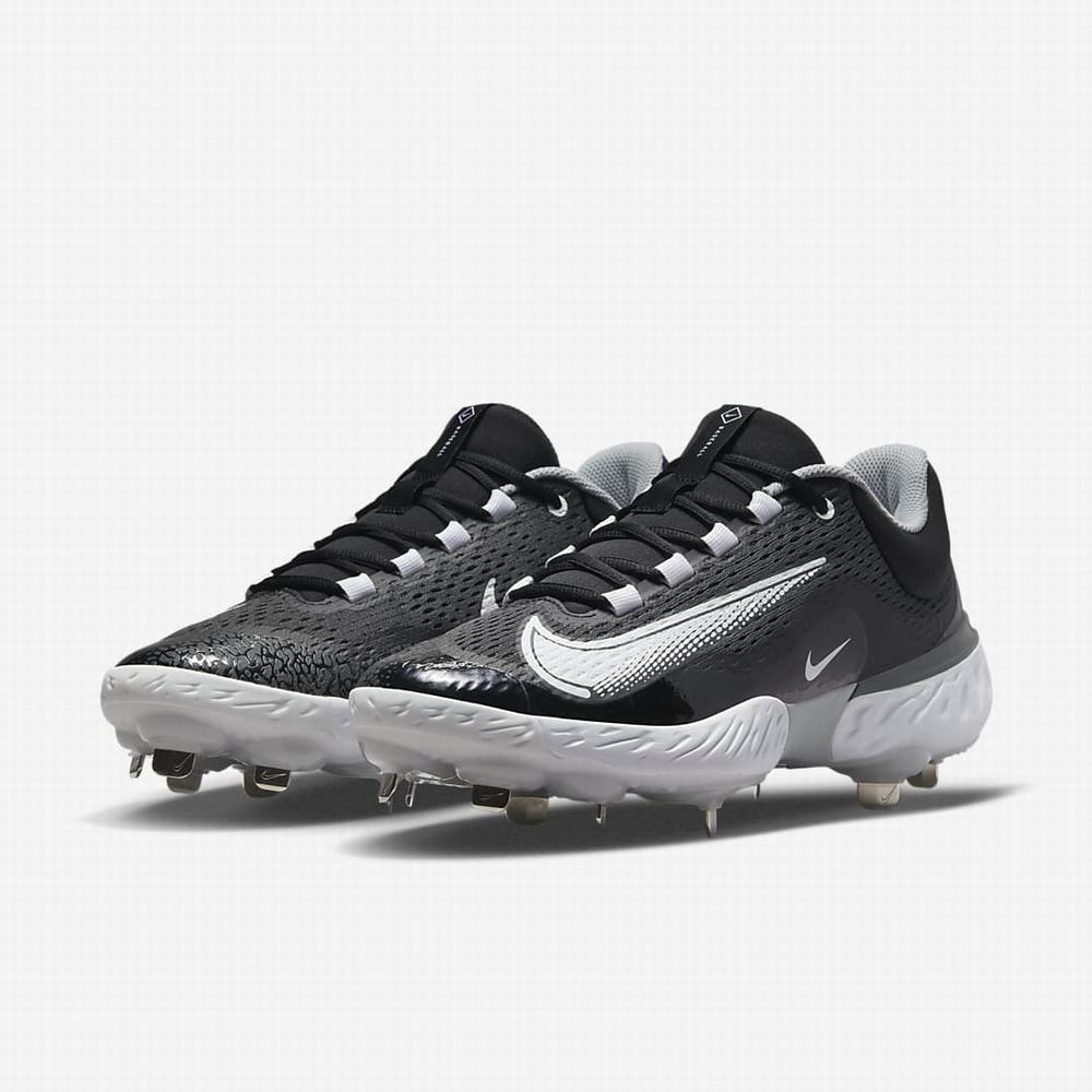 Nike Alpha Huarache Elite 4 Low Férfi Baseball Cipő Fekete Sötétszürke Világos Szürke Fehér | NI7206-M68