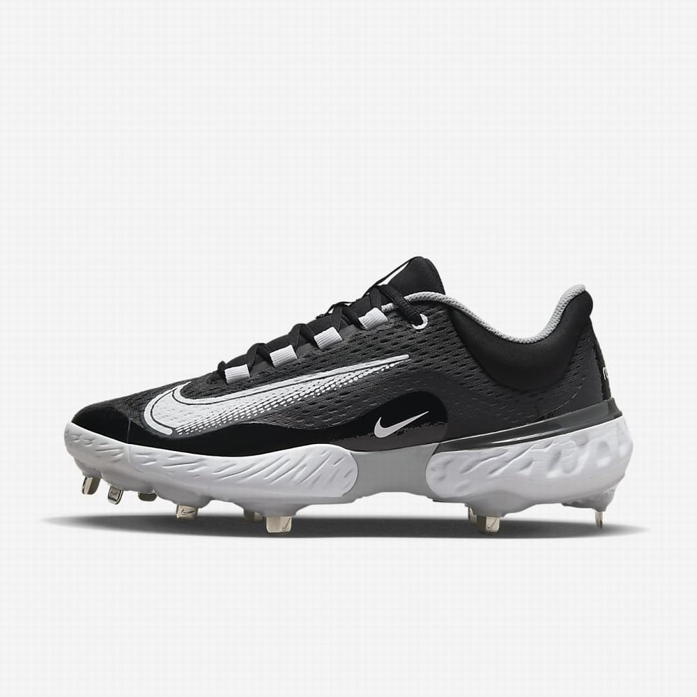 Nike Alpha Huarache Elite 4 Low Férfi Baseball Cipő Fekete Sötétszürke Világos Szürke Fehér | NI7206-M68