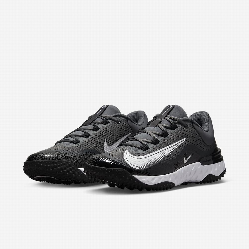 Nike Alpha Huarache Elite 4 Turf Férfi Baseball Cipő Fekete Sötétszürke Világos Szürke Fehér | NI8635-L29