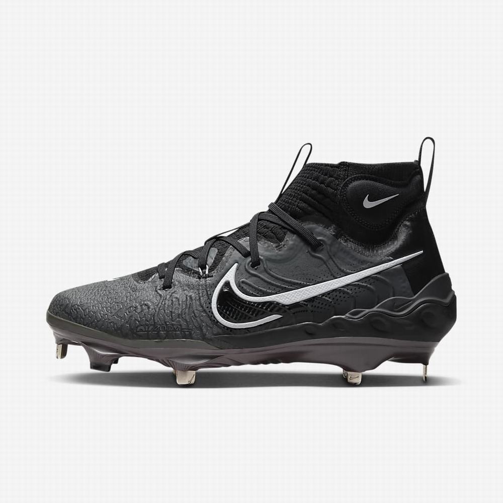 Nike Alpha Huarache NXT Férfi Baseball Cipő Fekete Sötétszürke Világos Szürke Fehér | NI2894-C85