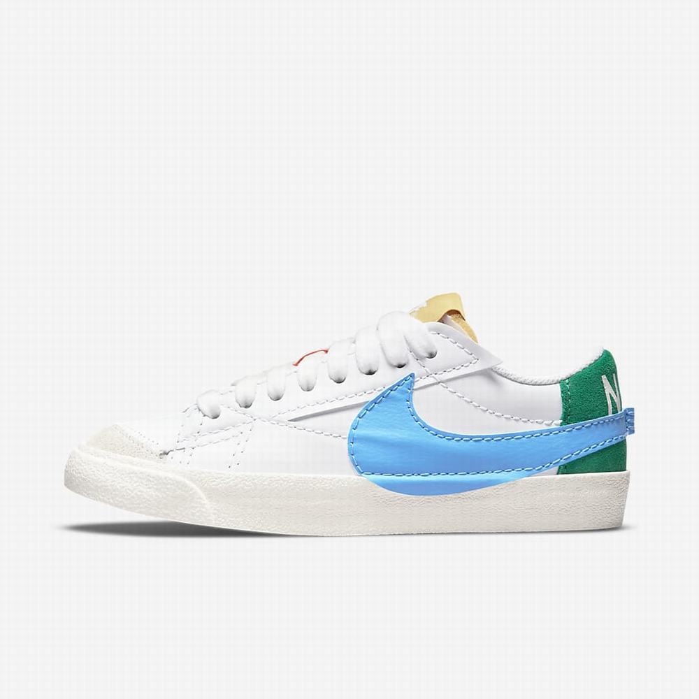 Nike Blazer Low \'77 Jumbo Női Utcai Cipő Fehér Kék Arany | NI2147-Q23