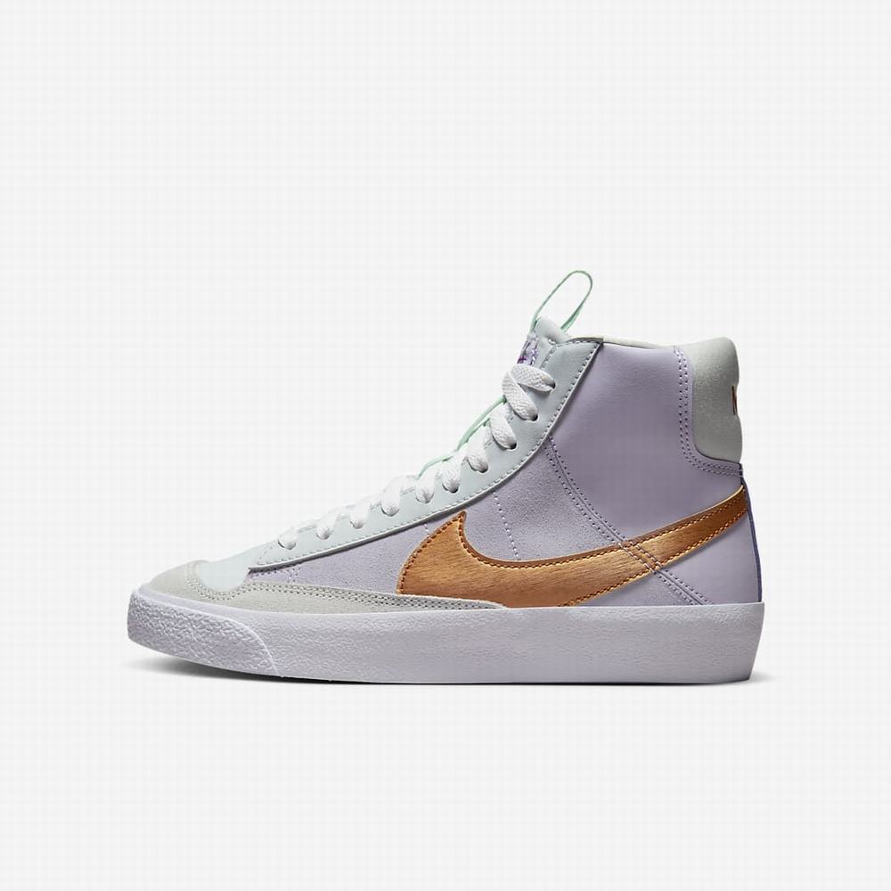 Nike Blazer Mid \'77 D Gyerek Utcai Cipő Lila Platina Lila Metal Réz | NI3805-C98