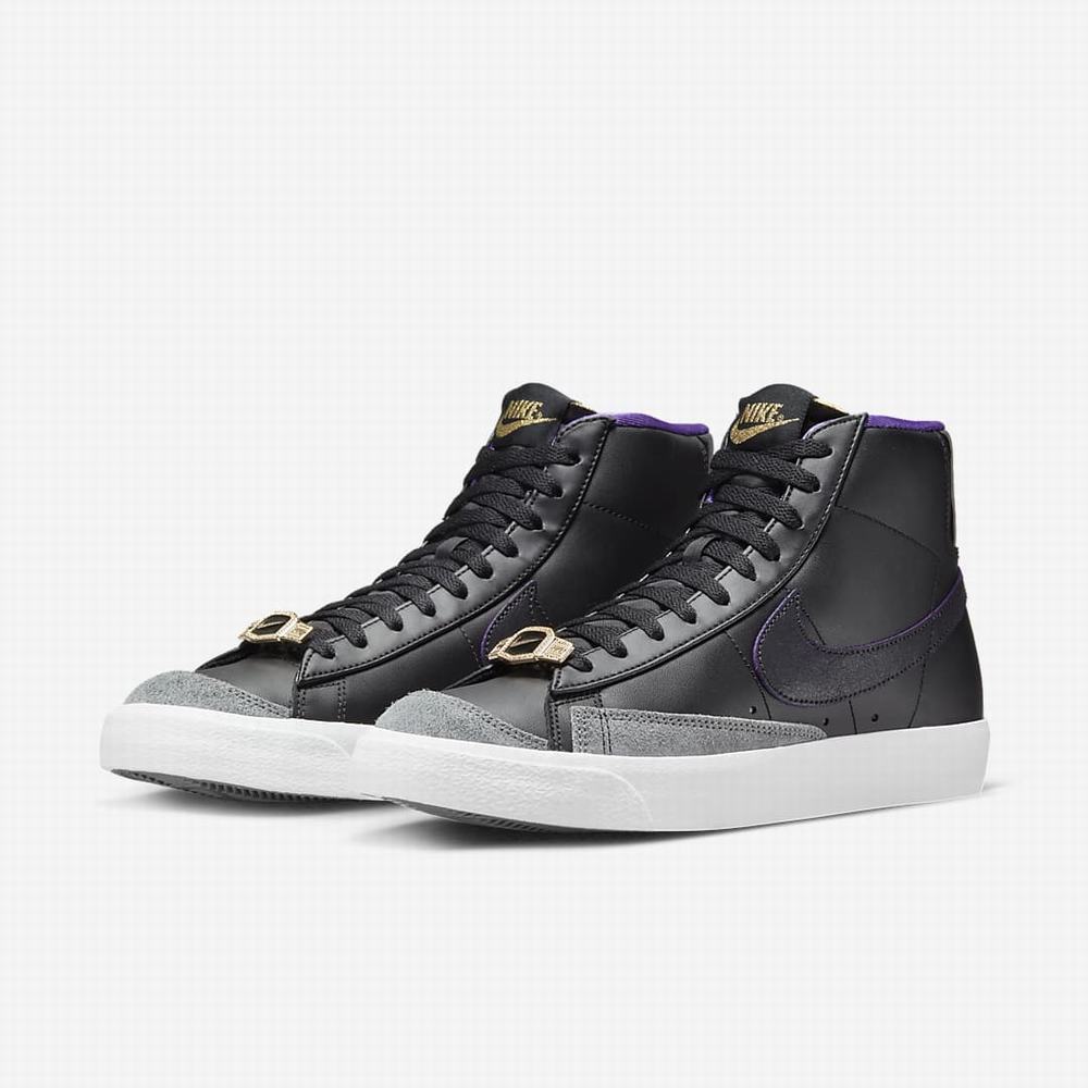 Nike Blazer Mid '77 EMB Férfi Utcai Cipő Fekete Szürke Fehér Lila | NI6539-H15