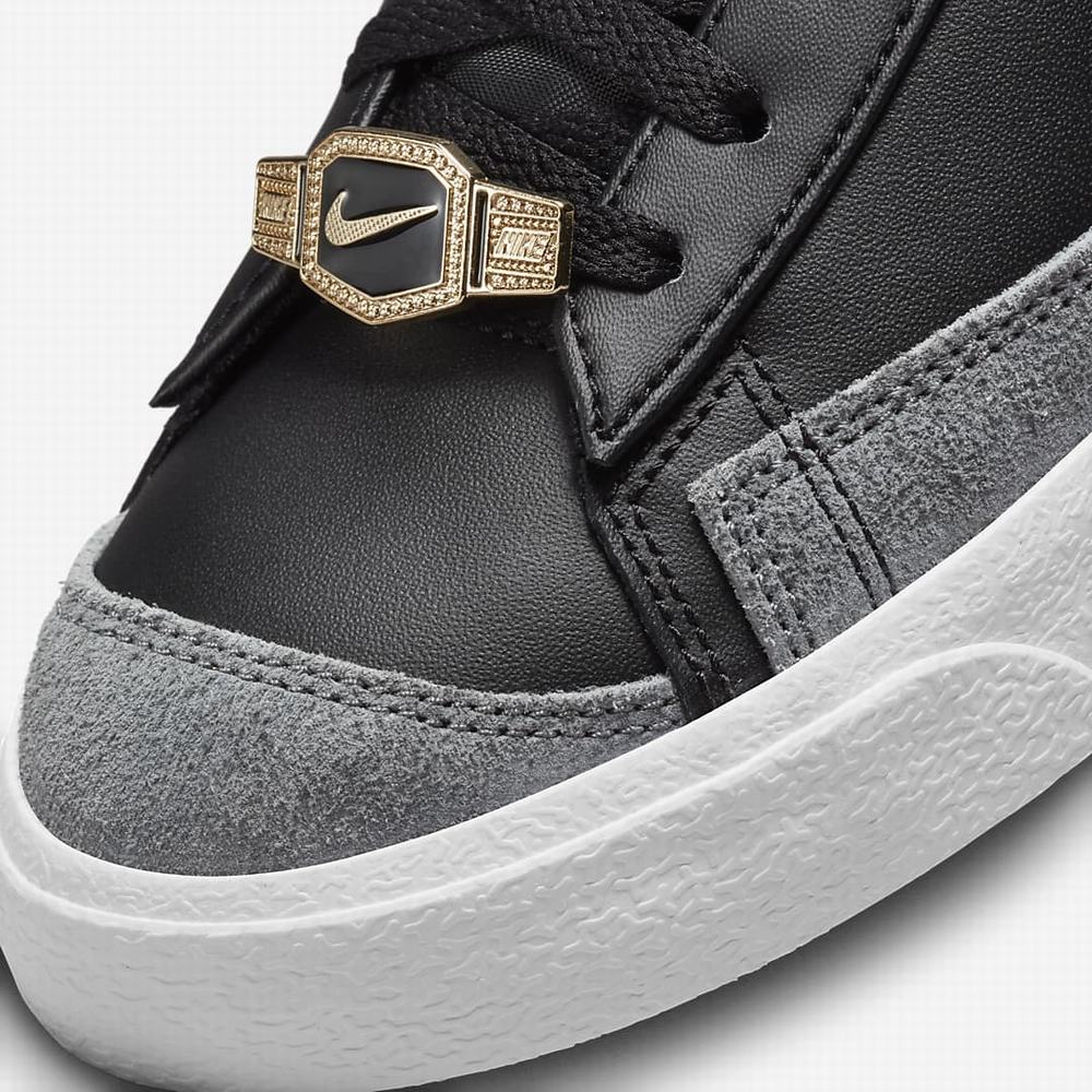 Nike Blazer Mid '77 EMB Férfi Utcai Cipő Fekete Szürke Fehér Lila | NI6539-H15