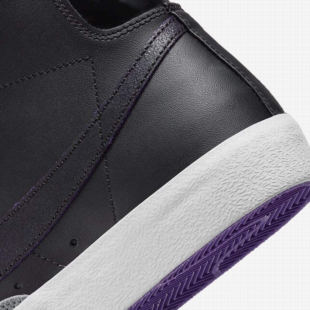 Nike Blazer Mid '77 EMB Férfi Utcai Cipő Fekete Szürke Fehér Lila | NI6539-H15