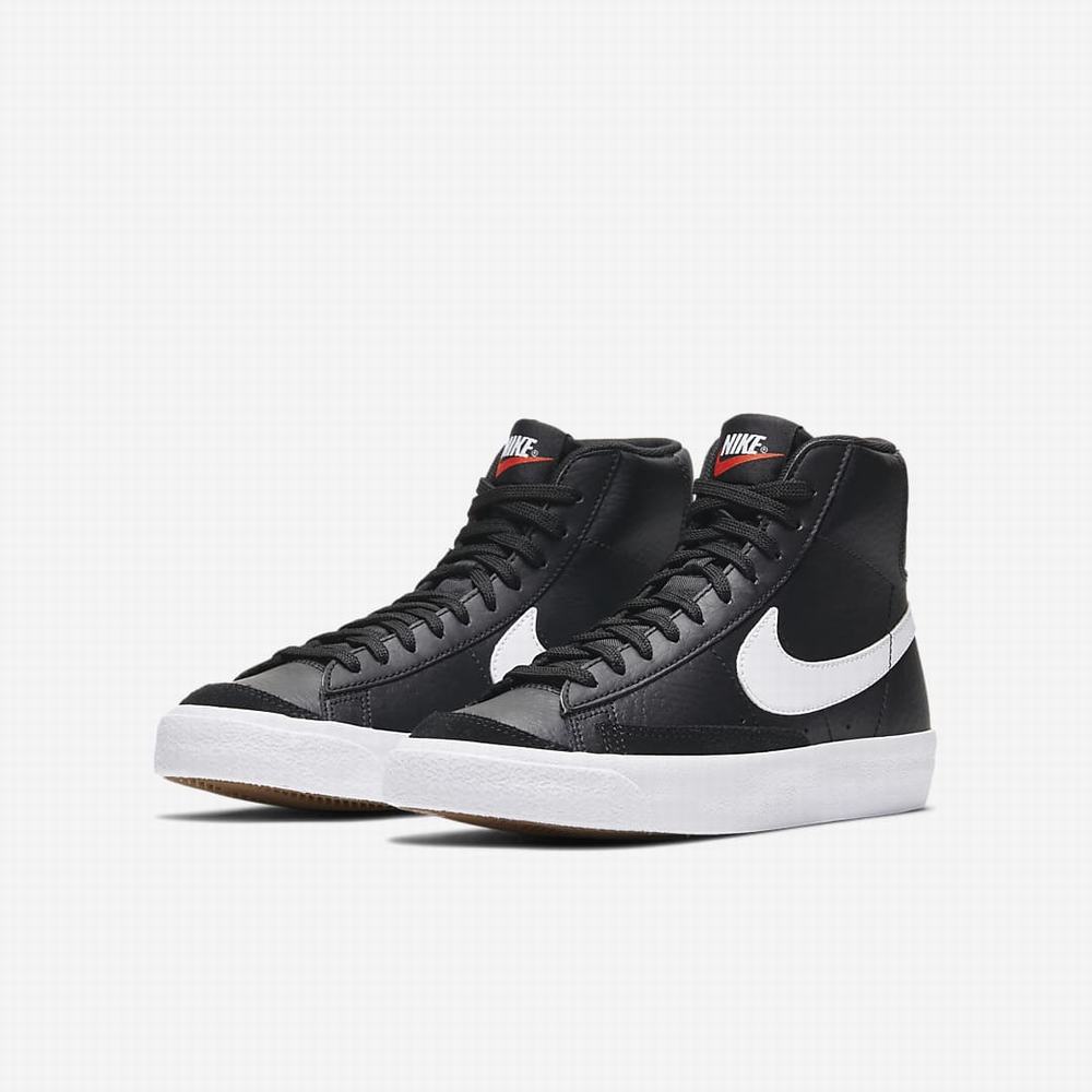 Nike Blazer Mid '77 Gyerek Utcai Cipő Fekete Fehér Narancssárga | NI1037-N63
