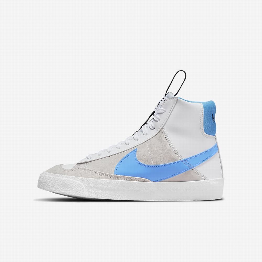 Nike Blazer Mid \'77 SE Dance Gyerek Utcai Cipő Fehér Fekete Kék | NI1328-A07