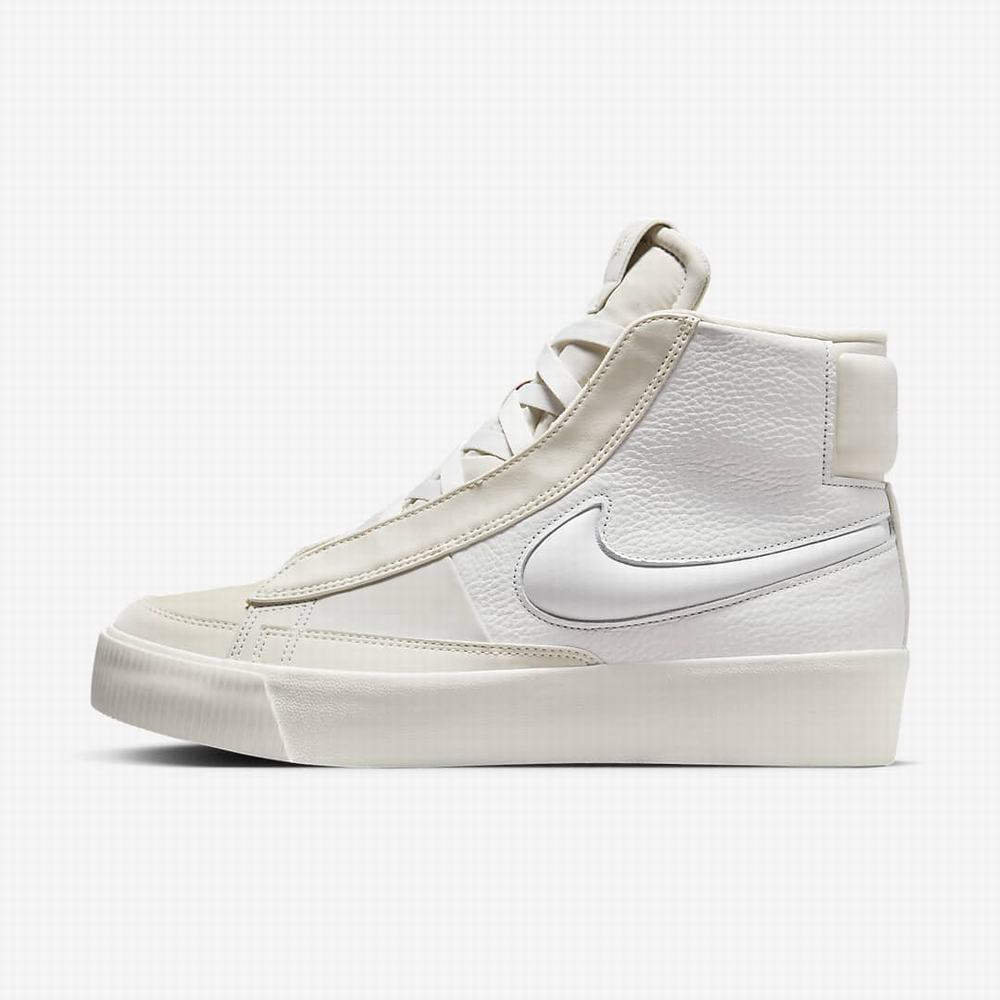 Nike Blazer Mid Victory Női Utcai Cipő Fehér Világos Krém Fehér | NI2965-B42