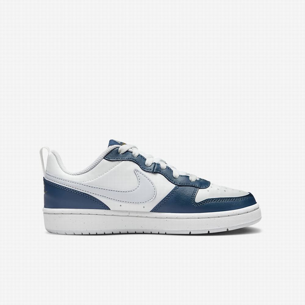 Nike Court Borough Low 2 Gyerek Utcai Cipő Fehér Kék Platina | NI5960-S27