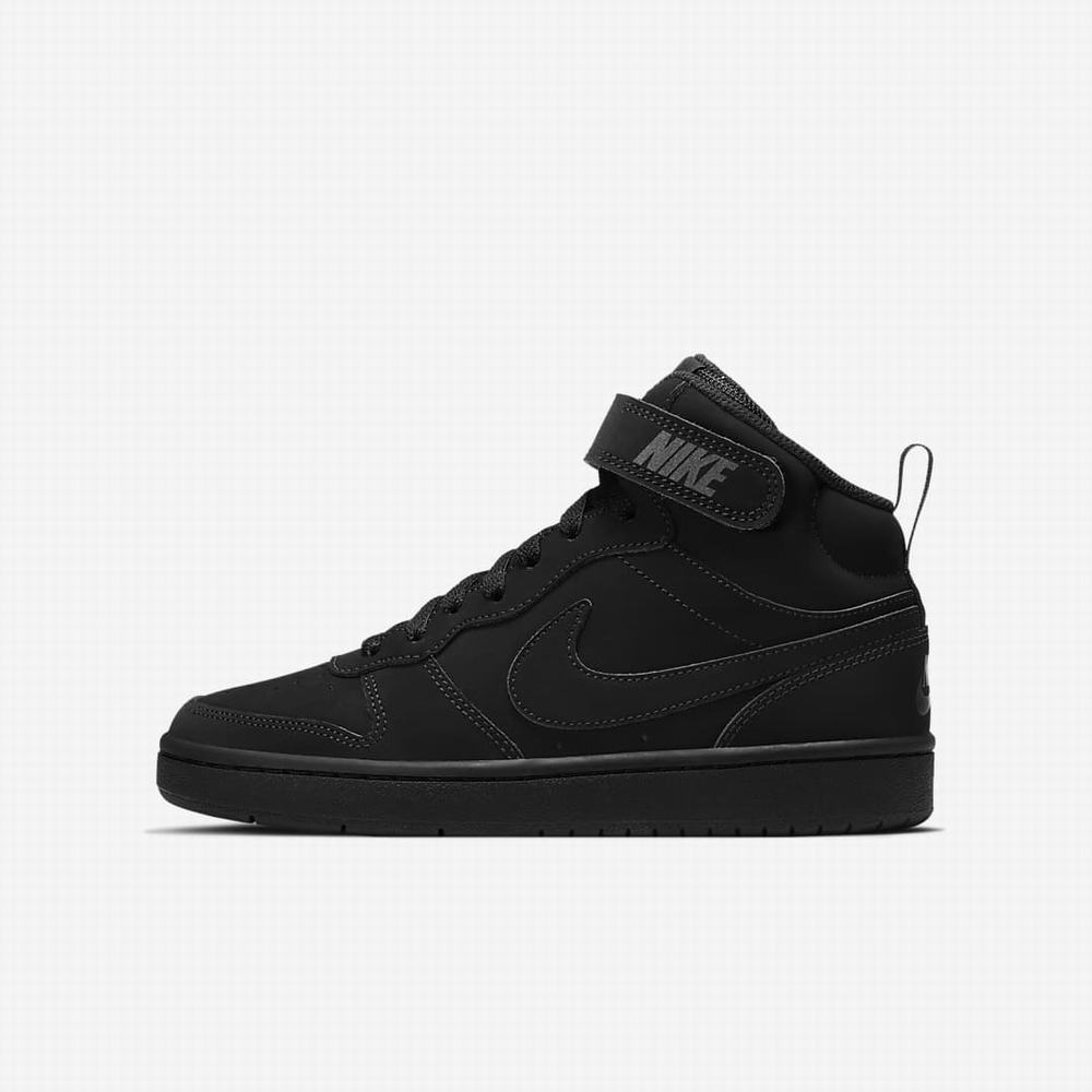 Nike Court Borough Mid 2 Gyerek Utcai Cipő Fekete | NI5320-F24