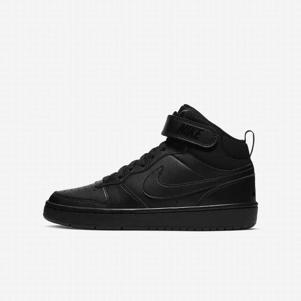 Nike Court Borough Mid 2 Gyerek Utcai Cipő Fekete | NI7208-E41