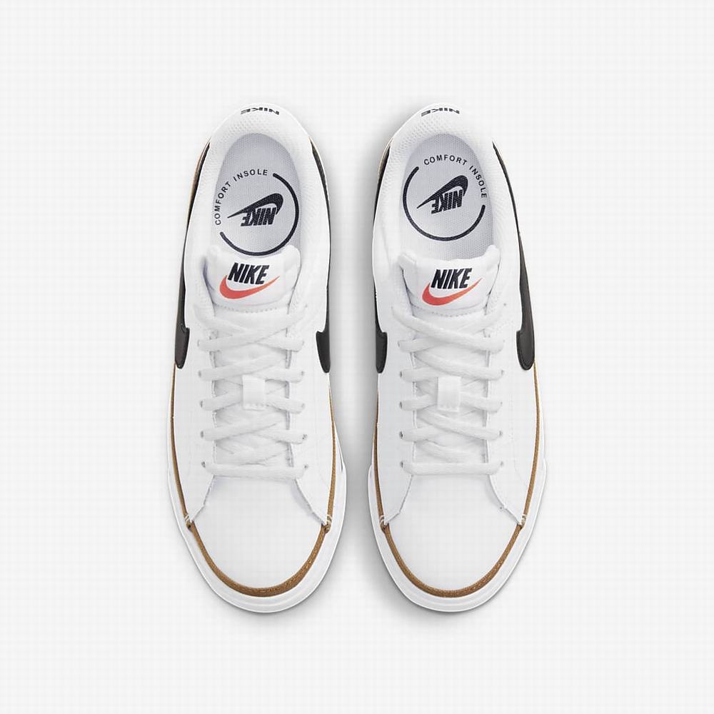 Nike Court Legacy Gyerek Utcai Cipő Fehér Világos Barna Fekete | NI4079-Z53