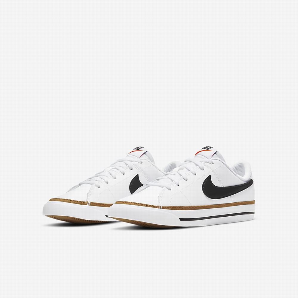 Nike Court Legacy Gyerek Utcai Cipő Fehér Világos Barna Fekete | NI4079-Z53