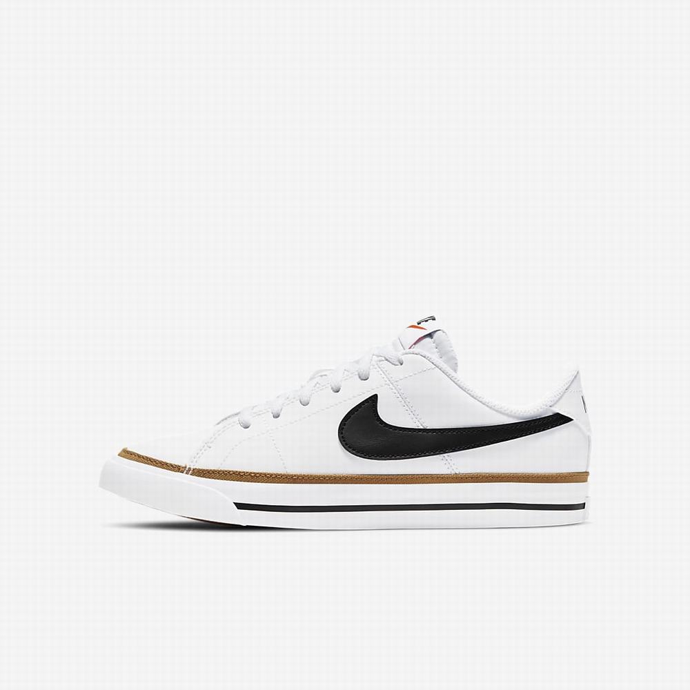 Nike Court Legacy Gyerek Utcai Cipő Fehér Világos Barna Fekete | NI4079-Z53