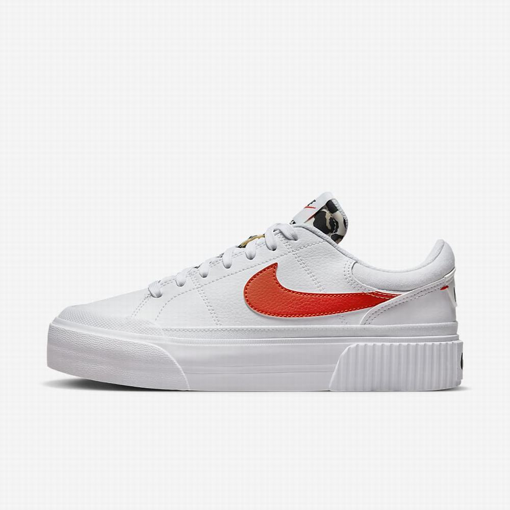 Nike Court Legacy Lift Női Utcai Cipő Fehér Barna Fekete Narancssárga | NI0514-M25