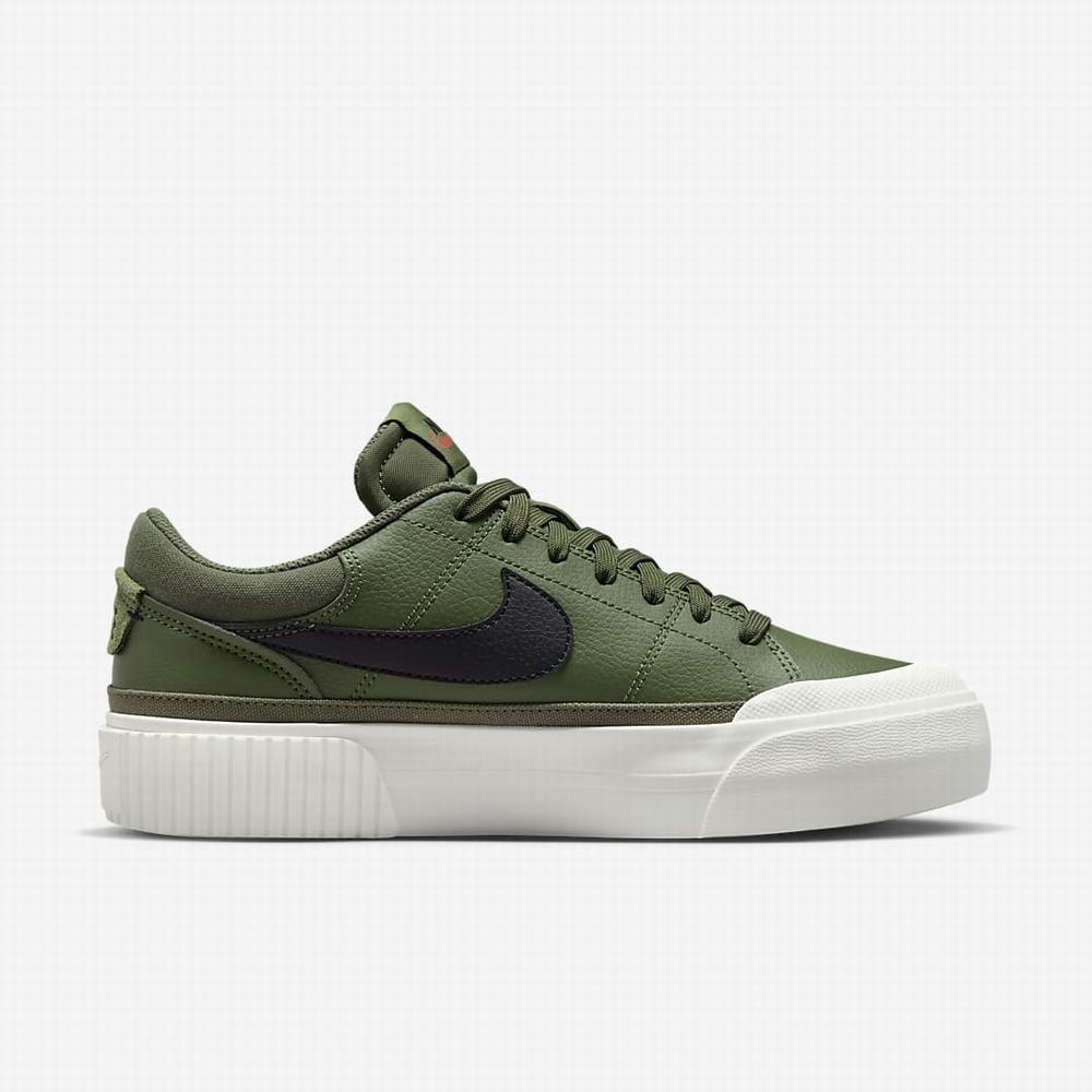 Nike Court Legacy Lift Női Utcai Cipő Olivazöld Narancssárga Fekete | NI1850-N50
