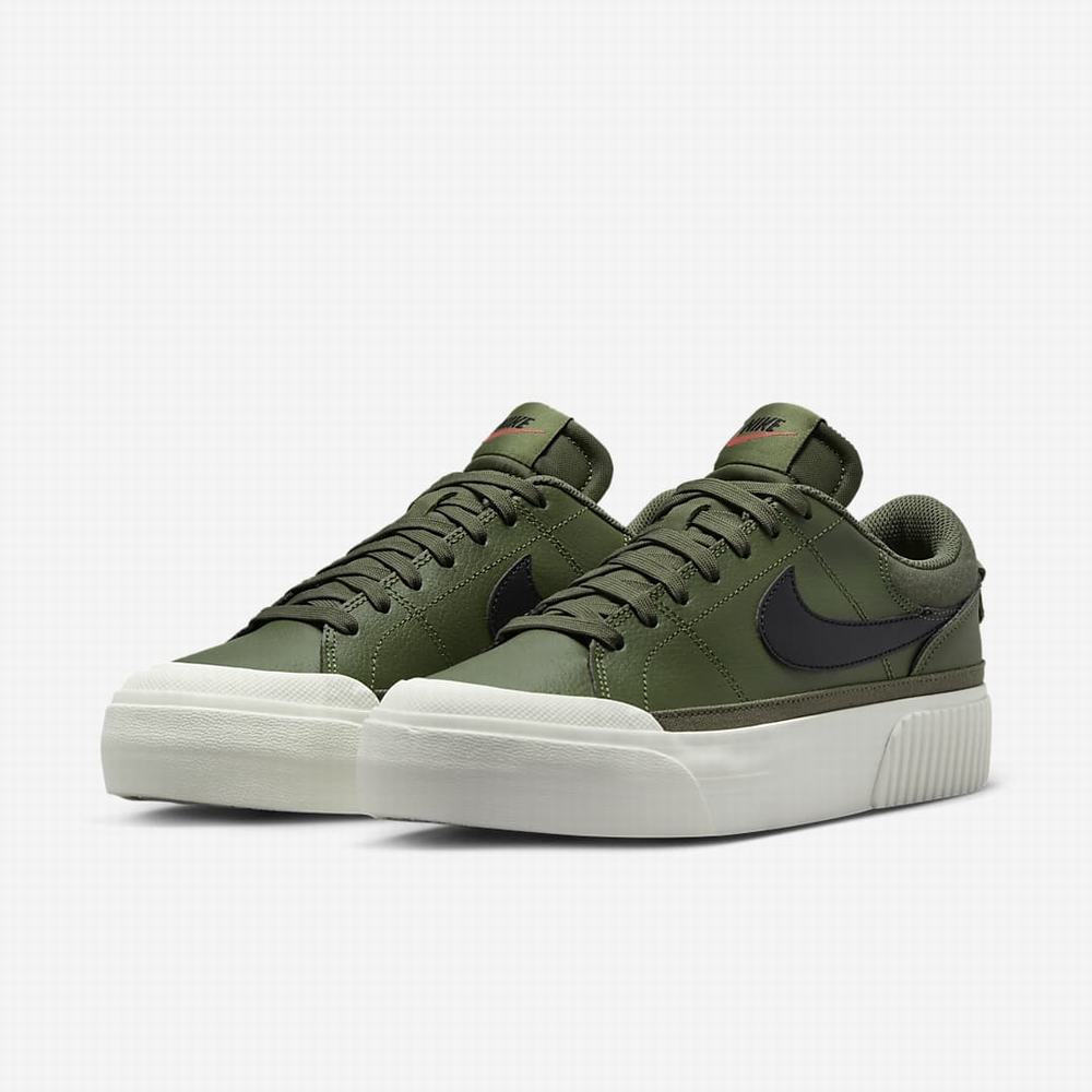 Nike Court Legacy Lift Női Utcai Cipő Olivazöld Narancssárga Fekete | NI1850-N50