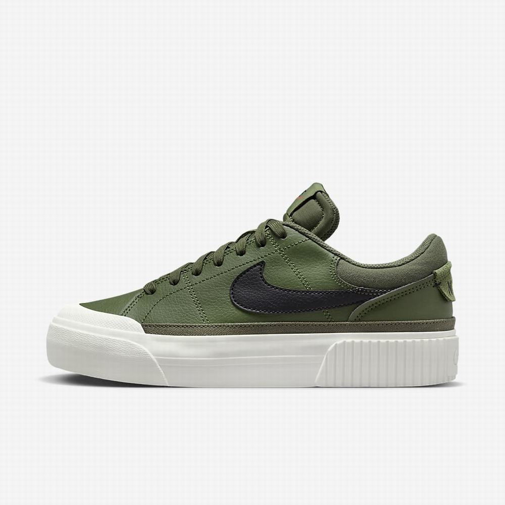 Nike Court Legacy Lift Női Utcai Cipő Olivazöld Narancssárga Fekete | NI1850-N50