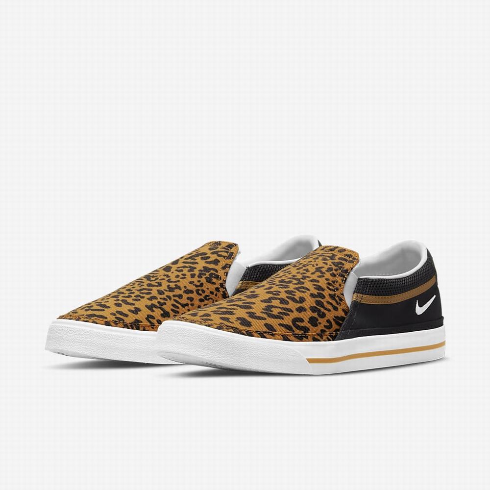 Nike Court Legacy Slip Női Utcai Cipő Fekete Barna Fehér | NI4128-W30