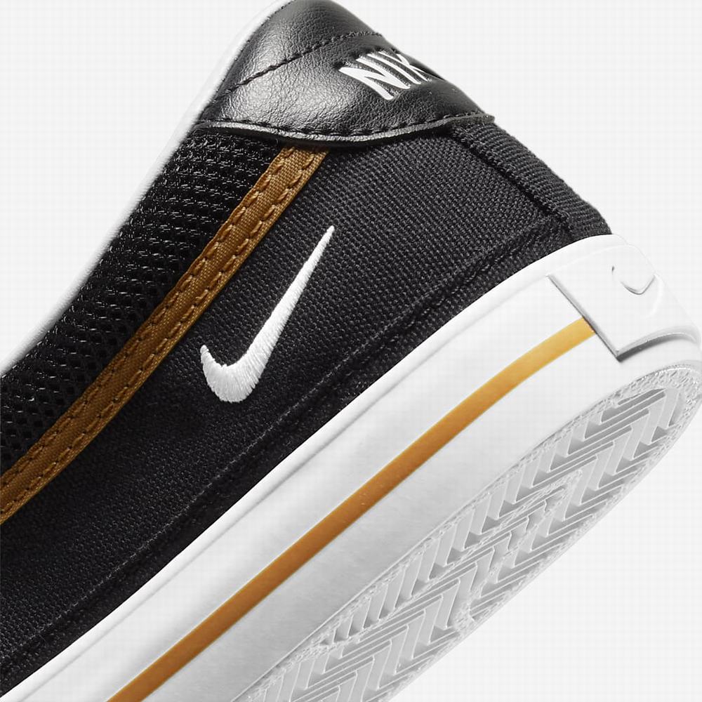Nike Court Legacy Slip Női Utcai Cipő Fekete Barna Fehér | NI4128-W30