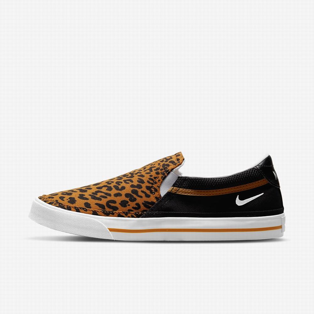 Nike Court Legacy Slip Női Utcai Cipő Fekete Barna Fehér | NI4128-W30