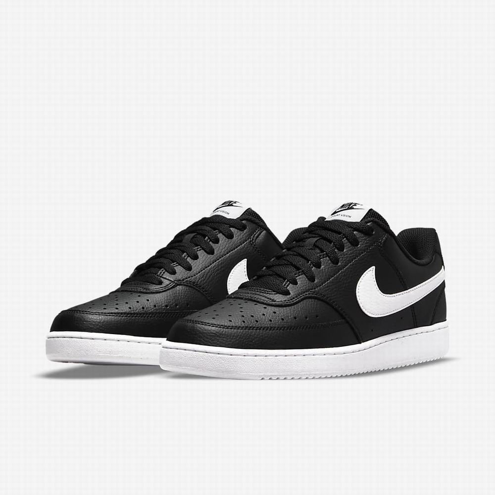 Nike Court Vision Low Next Nature Férfi Utcai Cipő Fekete Fehér | NI2703-S52