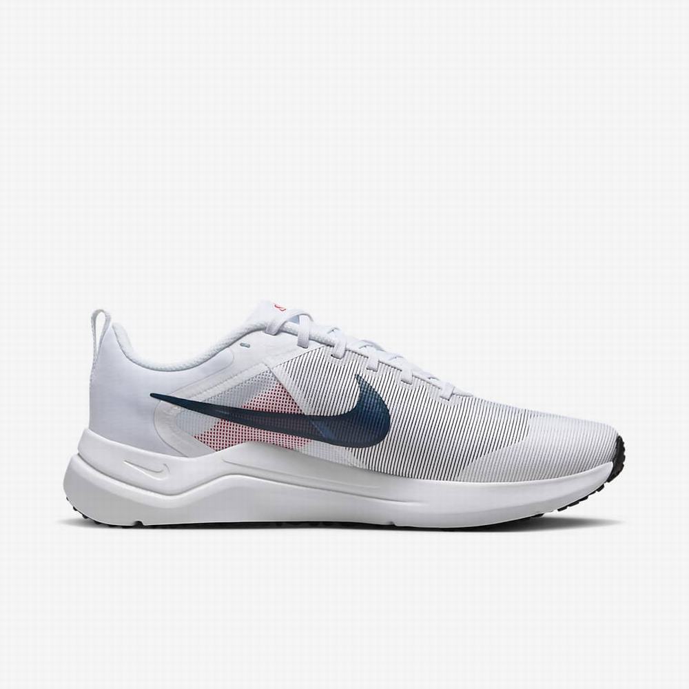 Nike Downshifter 12 Férfi Futócipő Fehér Világos Piros Fekete Kék | NI1328-D80