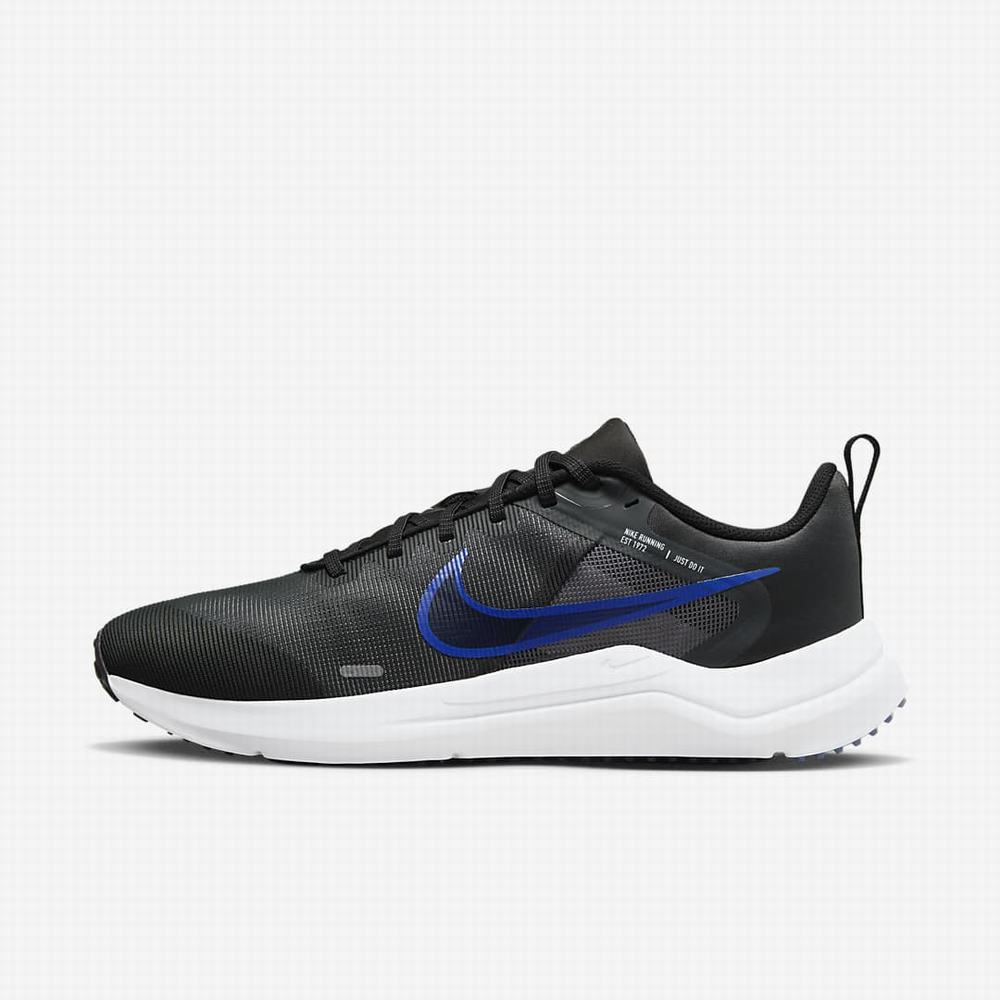 Nike Downshifter 12 Férfi Futócipő Sötétszürke Fekete Fehér Kék | NI7561-M43