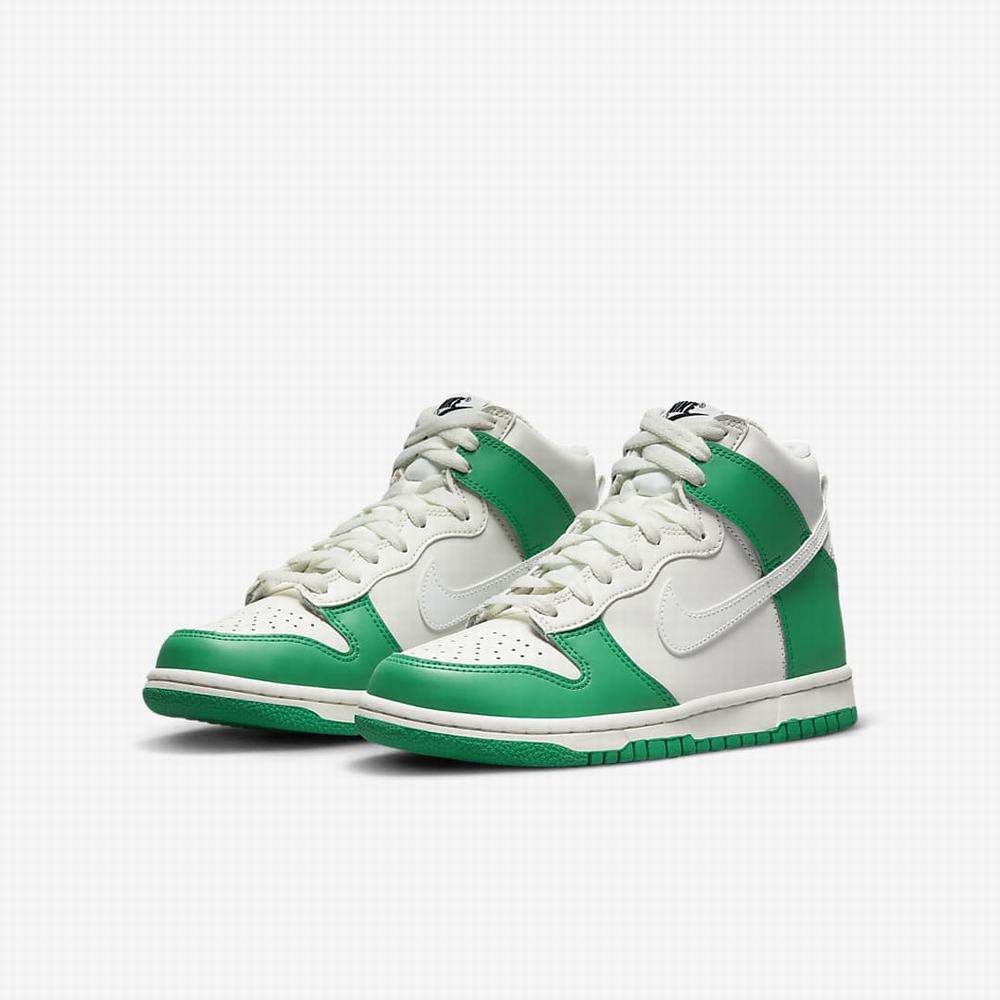 Nike Dunk High Gyerek Magasszárú Cipő Bézs Zöld Fekete | NI6418-E30