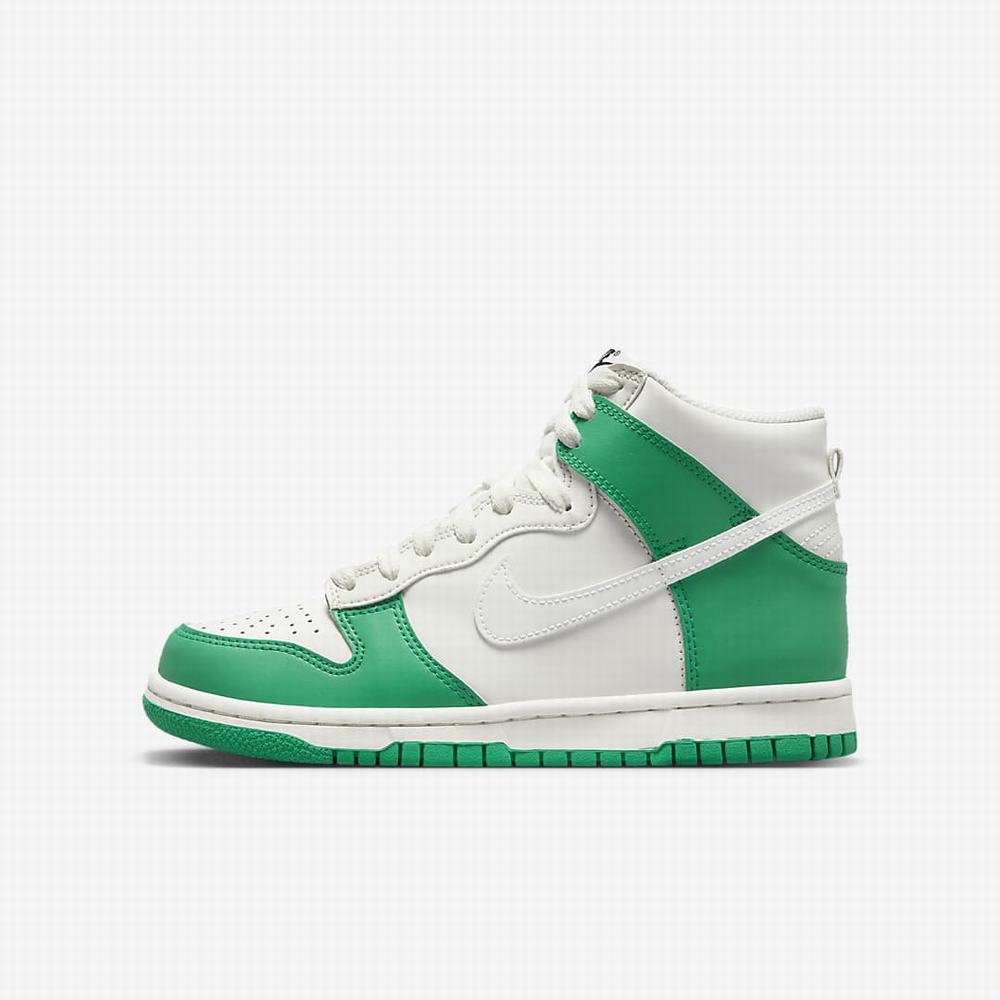 Nike Dunk High Gyerek Magasszárú Cipő Bézs Zöld Fekete | NI6418-E30