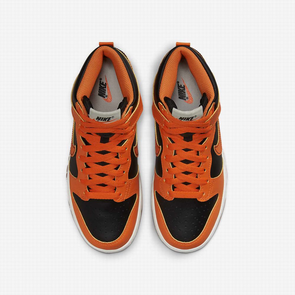 Nike Dunk High Gyerek Magasszárú Cipő Fekete Sárga Fehér Narancssárga | NI2957-L97