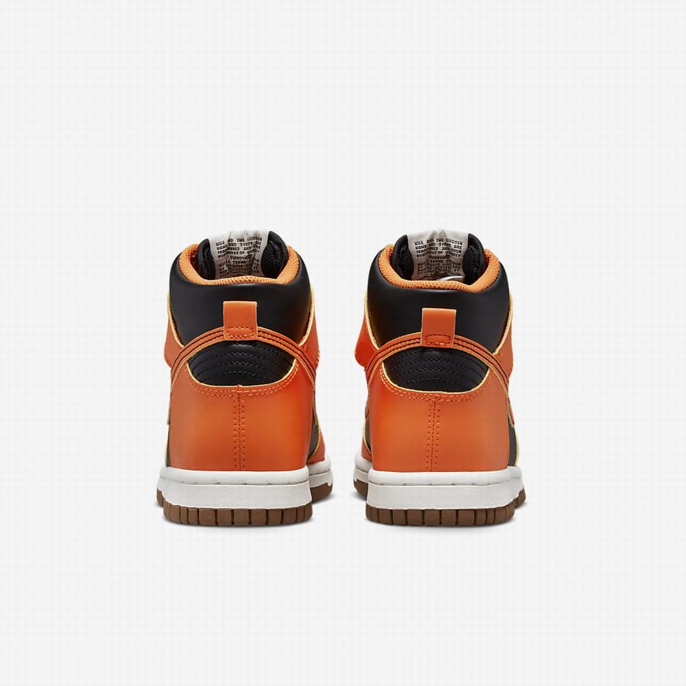 Nike Dunk High Gyerek Magasszárú Cipő Fekete Sárga Fehér Narancssárga | NI2957-L97