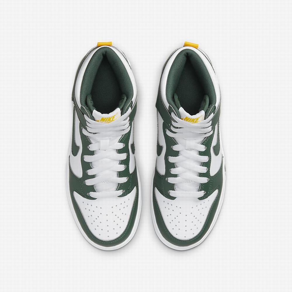 Nike Dunk High Gyerek Magasszárú Cipő Zöld Arany Fehér | NI8930-T97