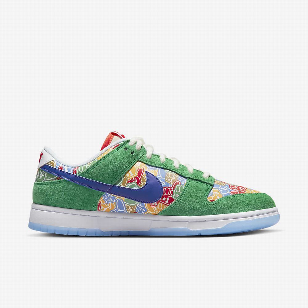 Nike Dunk Low Férfi Utcai Cipő Zöld Fehér Piros Királykék | NI1426-P73