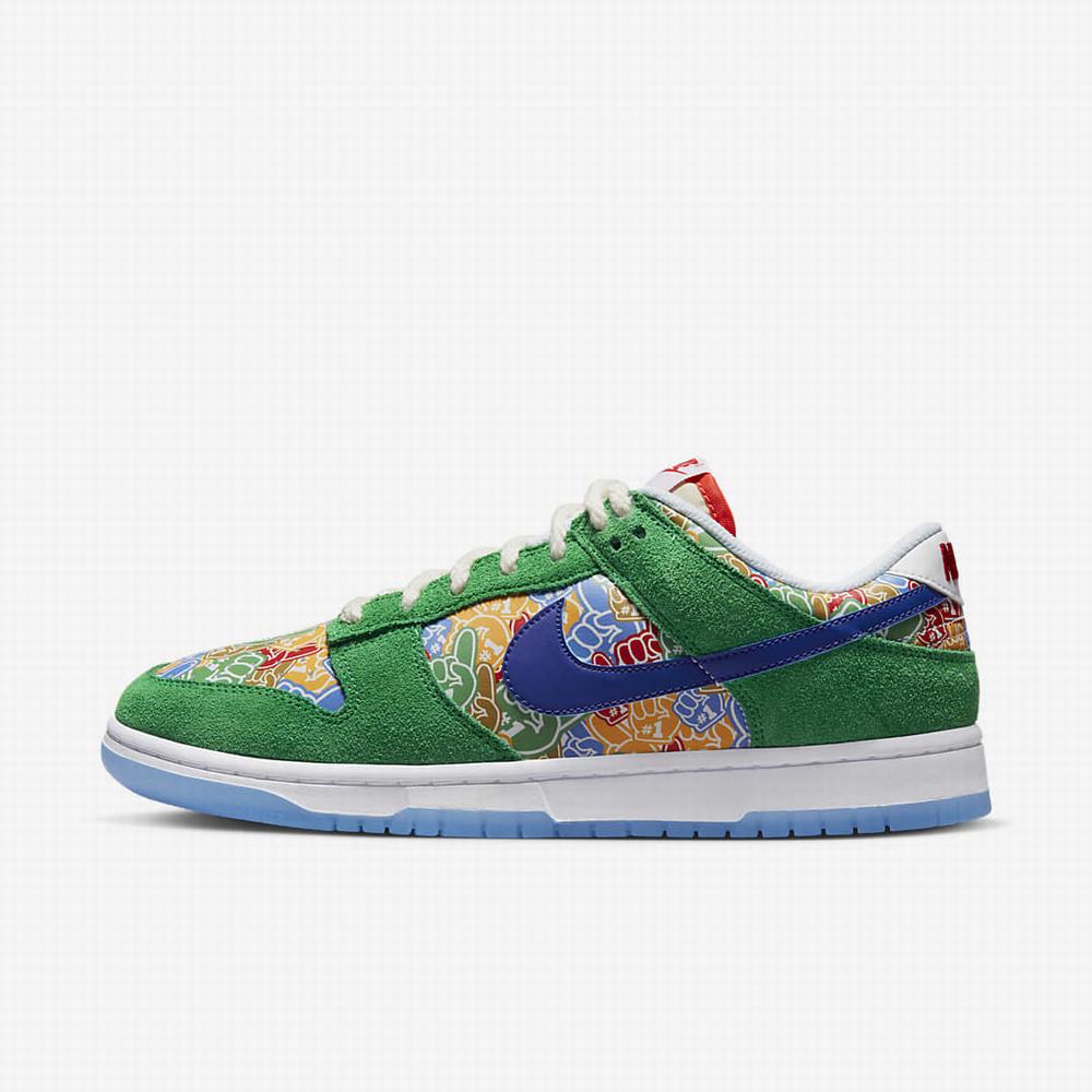 Nike Dunk Low Férfi Utcai Cipő Zöld Fehér Piros Királykék | NI1426-P73