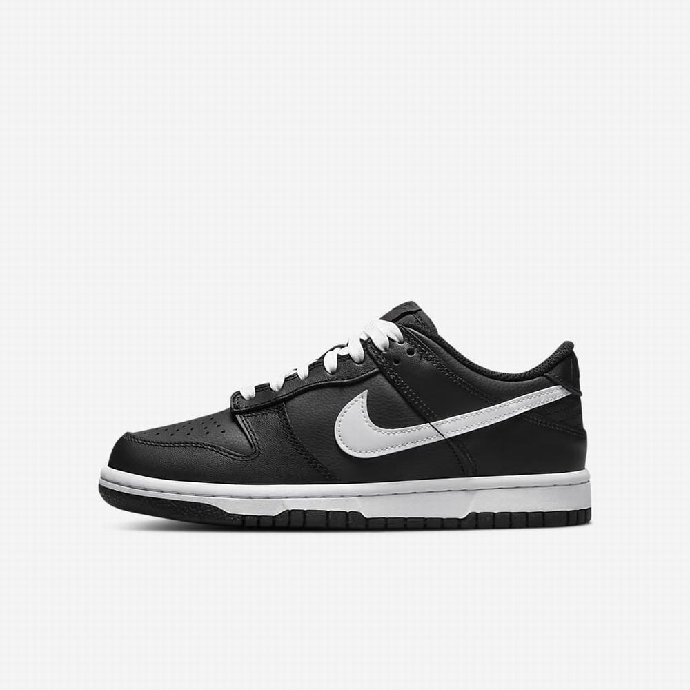 Nike Dunk Low Gyerek Utcai Cipő Fekete Fehér | NI1768-F48