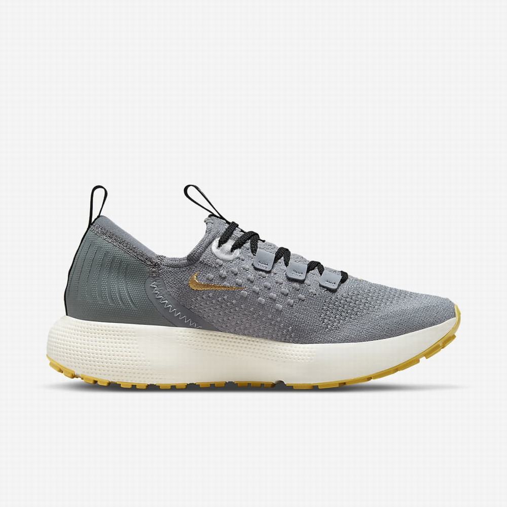 Nike Escape Run Flyknit Női Futócipő Szürke Szürke Fekete Metal Arany | NI5130-Z71