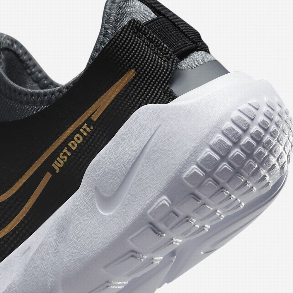 Nike Flex Runner 2 Gyerek Futócipő Fekete Szürke Fehér Metal Arany | NI7481-V02