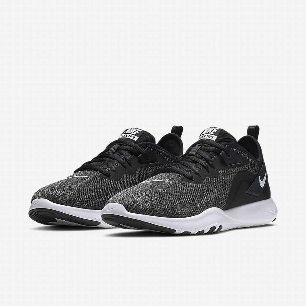 Nike Flex TR 9 Női Edzőcipő Fekete Sötétszürke Fehér | NI8925-T46