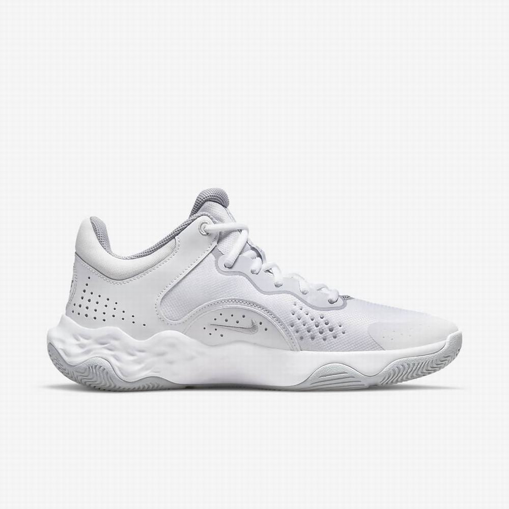 Nike Fly.By Mid 3 Férfi Kosárlabda Cipő Fehér Szürke | NI0761-R95