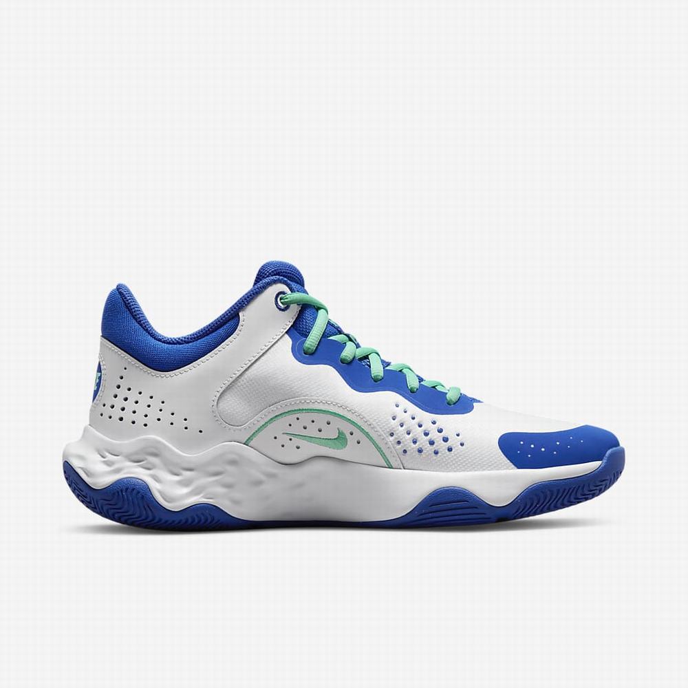 Nike Fly.By Mid 3 Férfi Kosárlabda Cipő Fehér Zöld Királykék | NI6327-W90