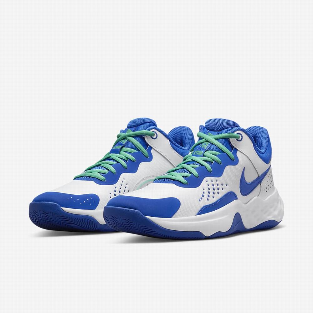 Nike Fly.By Mid 3 Férfi Kosárlabda Cipő Fehér Zöld Királykék | NI6327-W90