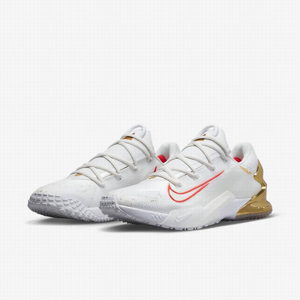 Nike Force Zoom Trout 8 Turf Férfi Baseball Cipő Fehér Fekete Világos Piros | NI7915-H84