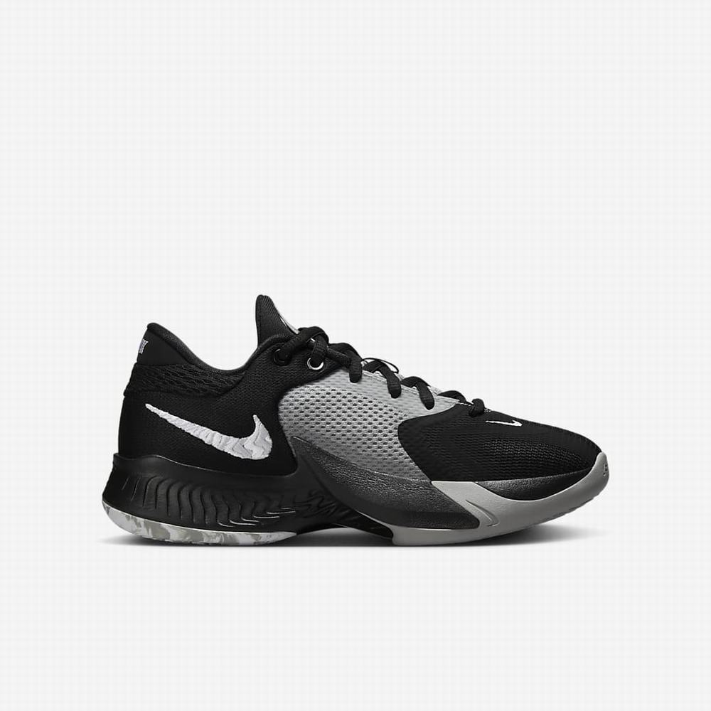 Nike Freak 4 Gyerek Kosárlabda Cipő Fekete Világos Szürke Kék Fehér | NI2453-G06