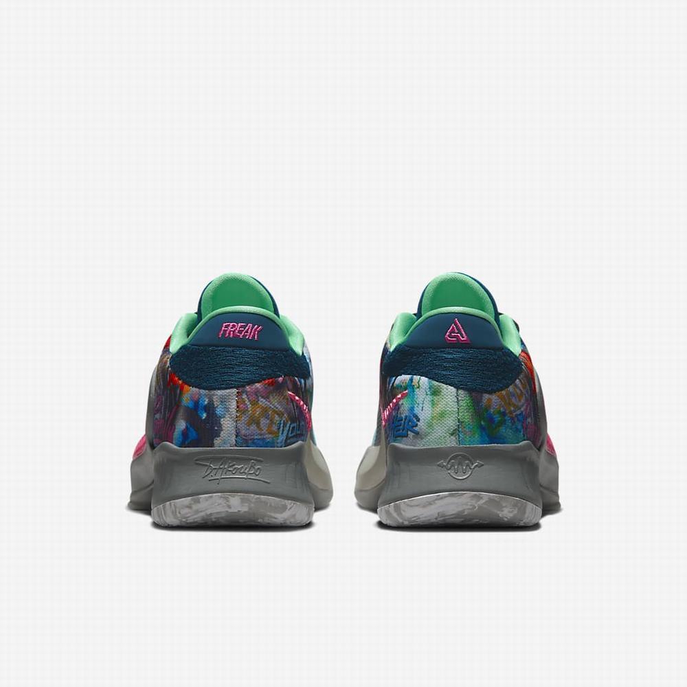 Nike Freak 4 SE Gyerek Kosárlabda Cipő Szürke Szürke Zöld Rózsaszín | NI8594-M31