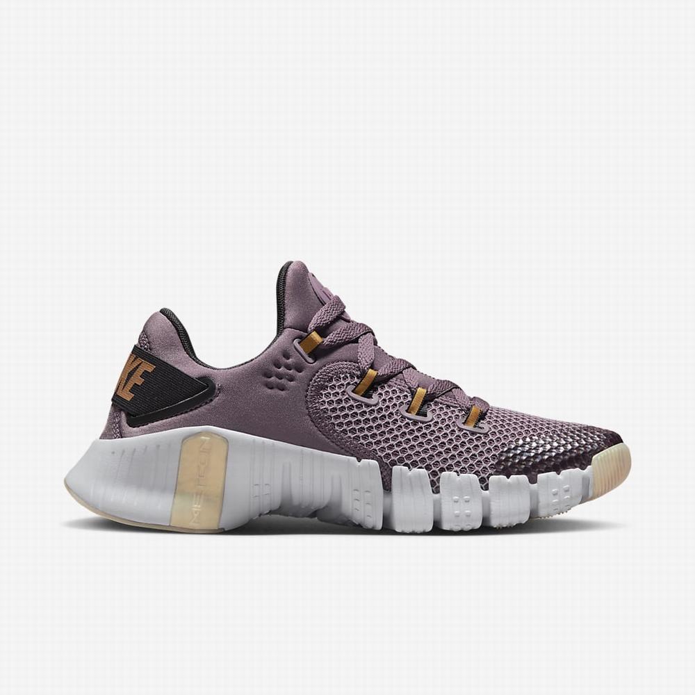 Nike Free Metcon 4 Premium Női Edzőcipő Lila Sötétszürke Metal Arany Metal Réz | NI2638-H29