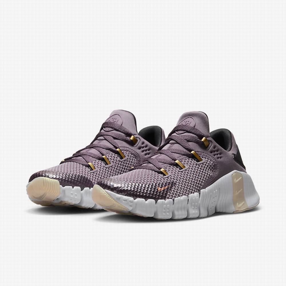 Nike Free Metcon 4 Premium Női Edzőcipő Lila Sötétszürke Metal Arany Metal Réz | NI2638-H29
