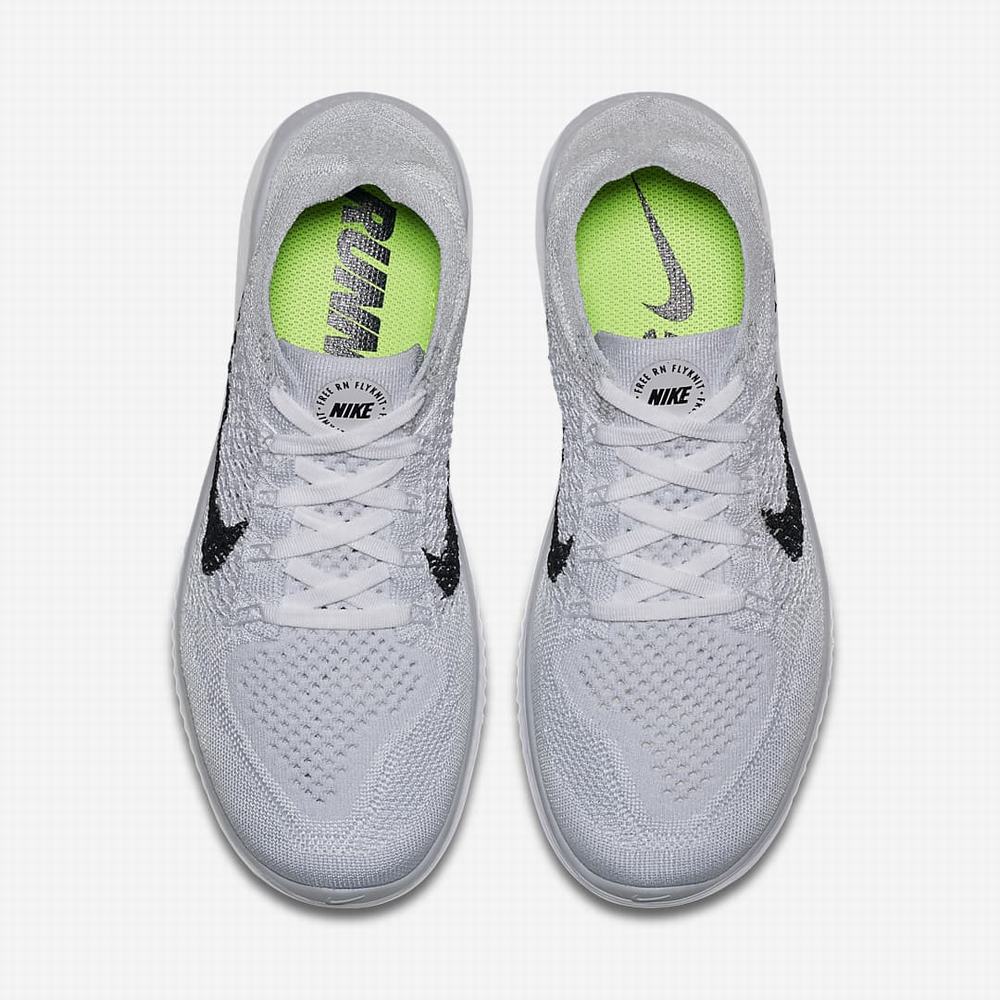 Nike Free RN Flyknit 2018 Női Futócipő Fehér Platina Fekete | NI4906-V93