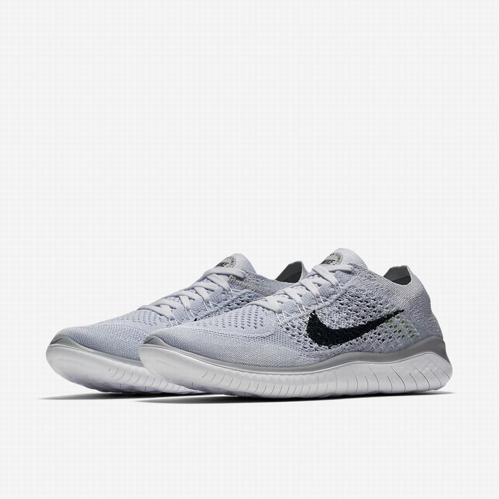 Nike Free RN Flyknit 2018 Női Futócipő Fehér Platina Fekete | NI4906-V93